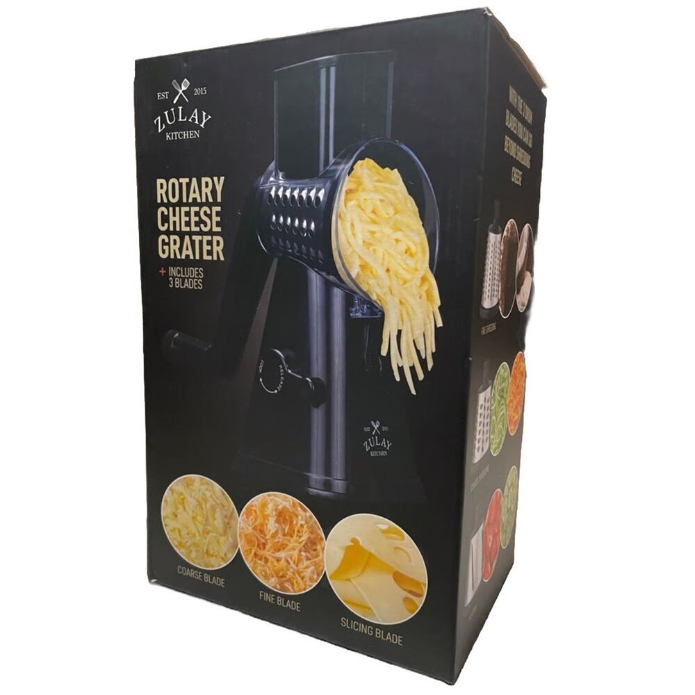 Zulay Kitchen Rotary Cheese Grater 3 Blade Cheese Shredder NEW